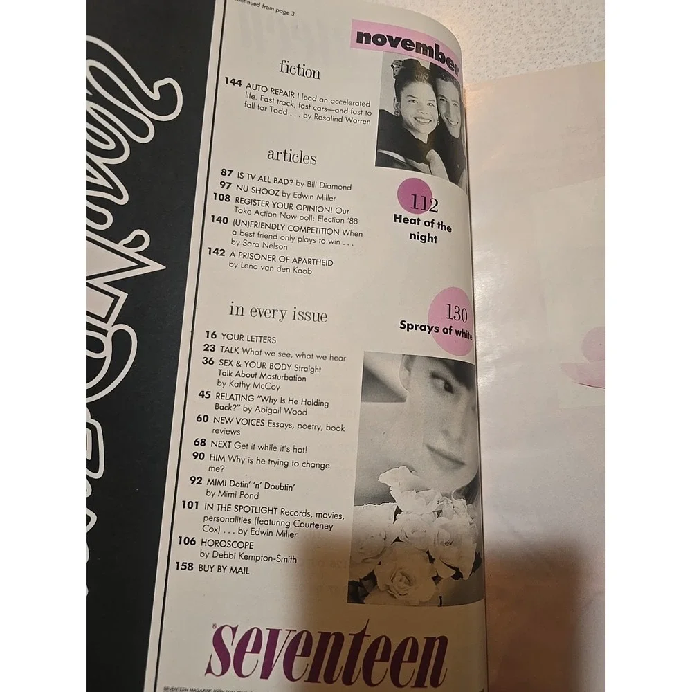 Seventeen Magazine November 1988, Nu Shooz, Ben Stiller R5‎